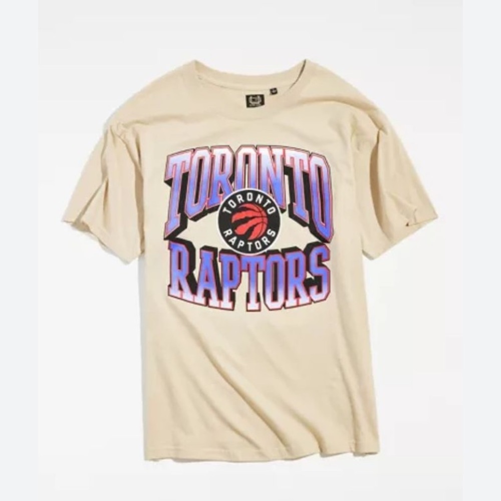 ULTRA GAME Urban Outfitters Toronto Raptors Beige Big Logo Tee - size Large